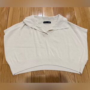 Cropped Cream V-Neck Sweater for Women